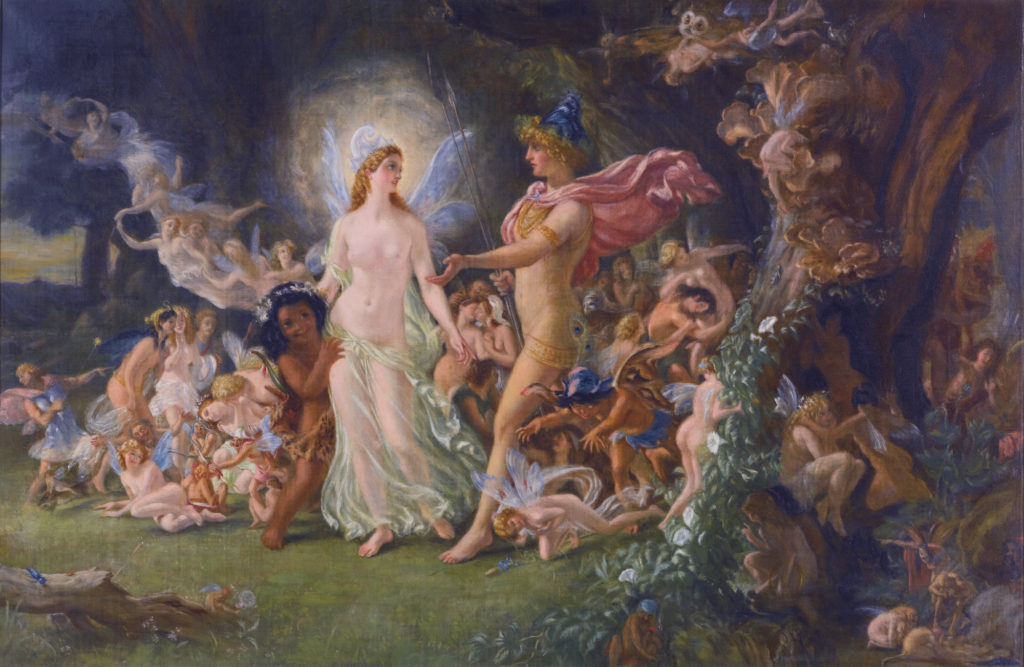 The quarrel of Oberon and Titania *oil on canvas *45.5 x 70 cm *signed b.r. monogram and dated 1880